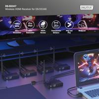 Digitus DS-55347 HDMI-ontvanger 100 m 5 GHz 1920 x 1080 Pixel Geïntegreerde LED-weergave, Met loop-functie, Veilige draadloze overdracht - thumbnail