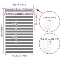 VidaXL Zebra rolgordijn 150x200 cm stofbreedte 145,9 cm lichtgrijs - thumbnail