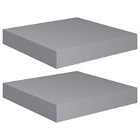 Wandschappen zwevend 2 st 23x23,5x3,8 cm MDF grijs - thumbnail