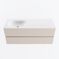 MONDIAZ VICA 120cm badmeubel onderkast Linen 2 lades. Wastafel MOON links zonder kraangat, kleur Talc. - thumbnail