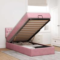 Ottoman bed met matras 80x200cm fluweel roze - thumbnail