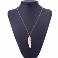 Vintage lange ketting sieraden eenvoudig Feather hanger Necklaces(Gold) - thumbnail