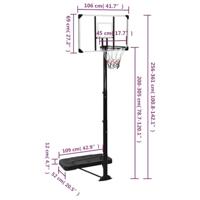 Basketbalstandaard 256-361 cm polycarbonaat transparant - thumbnail