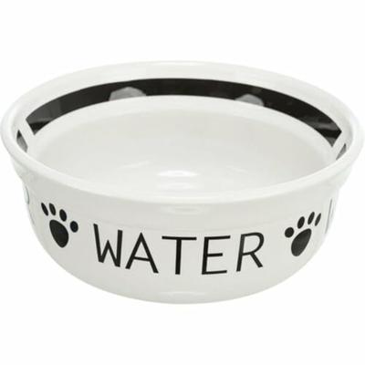 TRIXIE DRINKBAK HOND WATER KERAMIEK WIT / ZWART 250 ML 13 CM TRIXIE DRINKBAK HOND WATER KERAMIEK WIT / ZWART 250 ML 13 CM