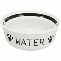 TRIXIE DRINKBAK HOND WATER KERAMIEK WIT / ZWART 250 ML 13 CM - thumbnail