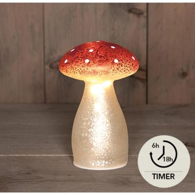 Paddenstoel glas led op batterij met timer h15 cm wit met rode stippen Anna's Collection - Annas collection Paddenstoel glas led op batterij met timer h15 cm wit met rode stippen Anna's Collection - Annas collection