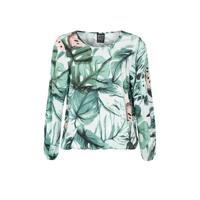 PONT NEUF top Alison met bladprint wit/groen/lichtroze - thumbnail