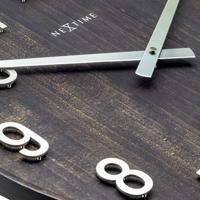 NeXtime NE-3284ZW Grote Wandklok - 50cm- Stille Klok - Walnoot - Zwart - "Precious" - thumbnail