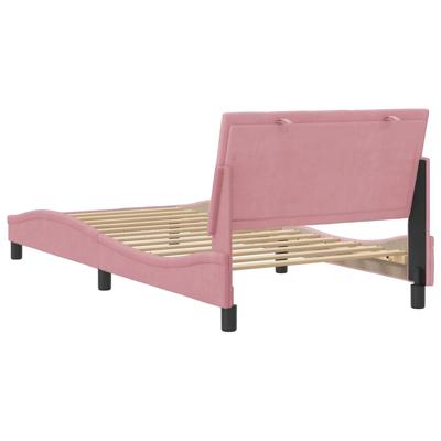 Bedframe met hoofdeinde fluweel roze 140x190 cm