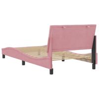 Bedframe met hoofdeinde fluweel roze 140x190 cm - thumbnail