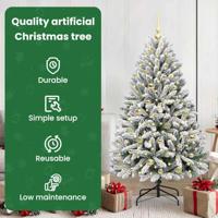 VidaXL Kunstkerstboom met 150 led groen en wit 150 cm pvc en metaal - thumbnail