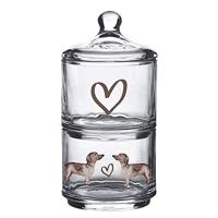 Clayre & Eef Voorraadpot Deksel Ø 10x21 cm Glas Rond Teckel - thumbnail