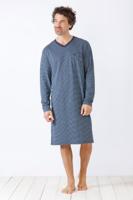 Blauw katoenen heren nachthemd Hajo - thumbnail