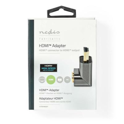 HDMI-Adapter | HDMI Connector / HDMI Male | HDMI Female / HDMI Output | Verguld | 270° Gehoekt | Aluminium | Gun Metal Grijs | 1 Stuks | Cover Window Box