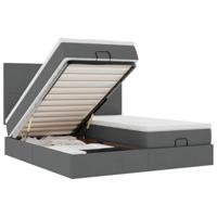 Ottoman bed met matrassen 200x200cm stof donkergrijs - thumbnail
