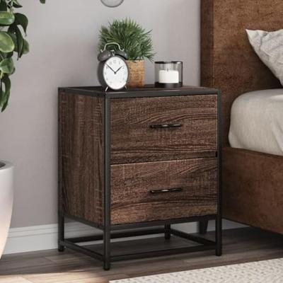 Nachtkastjes 2 st 40x31x50 cm bewerkt hout bruin eikenkleurig
