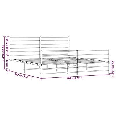 Bedframe met hoofd- en voeteneinde metaal zwart 193x203 cm