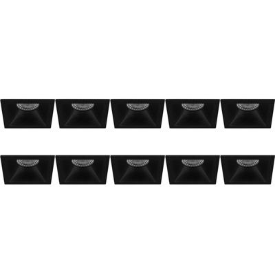 Vierkante Aluminium Inbouwspot GU10 - Zwart - 10-Pack - 82mm