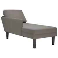 Chaise longue met kussen corduroy stof lichtgrijs - thumbnail
