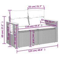 8-delige Loungeset met kussens poly rattan beige - thumbnail