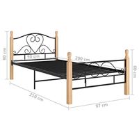 Bedframe metaal zwart 90x200 cm - thumbnail
