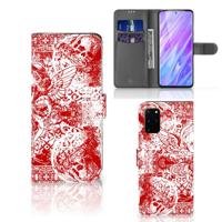 Telefoonhoesje met Naam Samsung Galaxy S20 Plus Angel Skull Rood - thumbnail