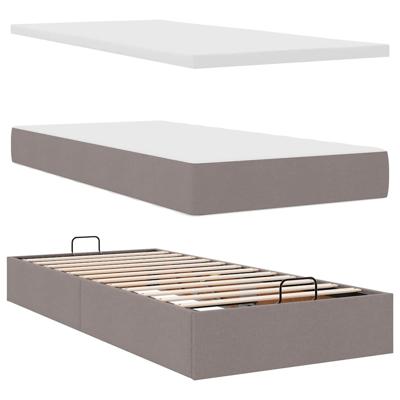 Ottoman bed met matras 100x200cm stof taupe