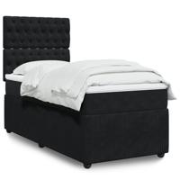 Boxspring met matras fluweel zwart 140x190 cm - thumbnail