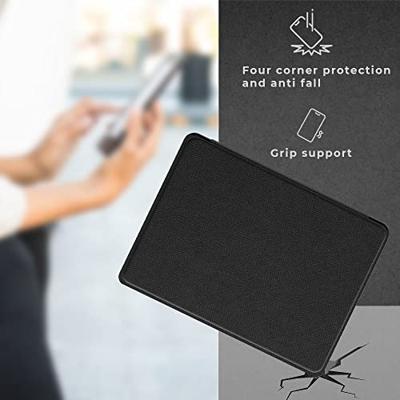 Lunso - Geschikt voor Kobo Nia hoes (6 inch) - Vegan Saffiano Leren sleepcover - Zwart