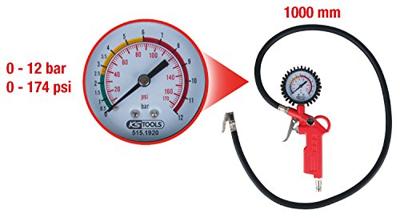 KS Tools 515.1920 Pneumatische bandenvulmeter, 0 - 12 bar