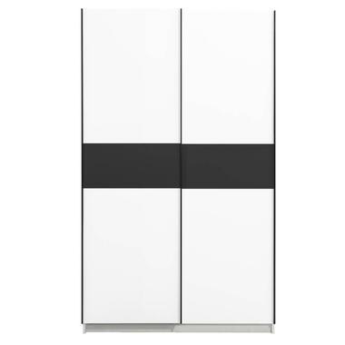 Schuifdeurkast Genua - wit/antraciet - 204x122x60 cm