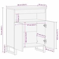 Dressoir Bruin 60 x 33 x 75 cm massief mangohout - thumbnail