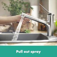 Hansgrohe Zesis M33 ééngreeps keukenmengkraan 150 uittrekbare vuistdouche 2jet, chroom - thumbnail