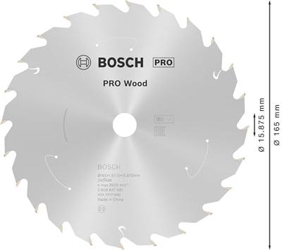 Bosch Accessoires Cirkelzaagblad ACCU Standard for Wood 165x15.875x1.5/1.0x24T - 2608837681 Bosch Accessoires Cirkelzaagblad ACCU Standard for Wood 165x15.875x1.5/1.0x24T - 2608837681