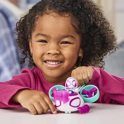 Spook-Spider Helikoptervoertuig met 7,5 cm figuurtje en accessoire, speelgoed voor kinderen vanaf 3 jaar, Spidey en zijn buitengewone vrienden