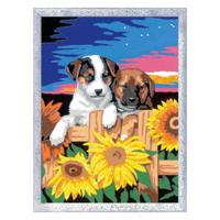 Ravensburger CreArt Schilderen op nummer zonsondergang honden - thumbnail