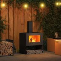 Vuurkorf Zwart 60 x 40 x 96 cm Koudgewalst staal - thumbnail