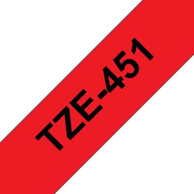Labeltape Brother TZe, TZ TZe-451 PET Tapekleur: Rood Tekstkleur:Zwart 24 mm 8 m