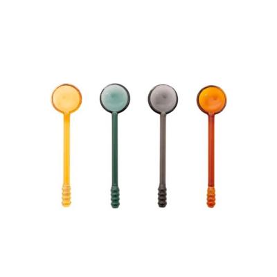 POINT-VIRGULE - Koffie & Thee - Glazen lepels 12cm diverse kleuren 4-dlg