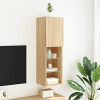 Tv-meubel met LED-verlichting 30,5x30x102 cm sonoma eikenkleur - thumbnail