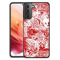 Telefoonhoesje Samsung Galaxy S21 Angel Skull Rood - thumbnail