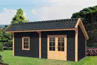 Tuindeco Bergen XL Kapschuur type 4 677x452 cm Lariks/Douglashout blank en Zweeds rabat zwart- Kapschuurdak- Onbehandeld lariks Douglas hout- Tuindeco - thumbnail