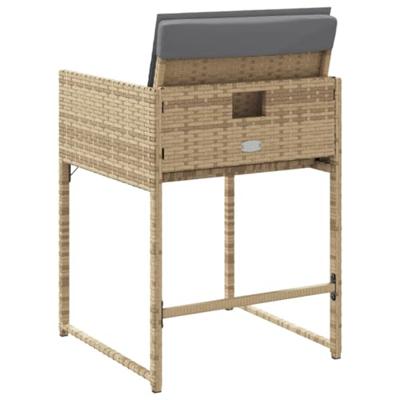 Tuinstoelen 4 st met kussens poly rattan gemengd beige - thumbnail