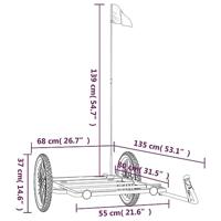 VidaXL Fietstrailer 135x68x37 cm ijzer zwart - thumbnail