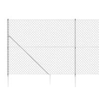 VidaXL Gaashek met grondankers 1,6x10 m zilverkleurig - thumbnail