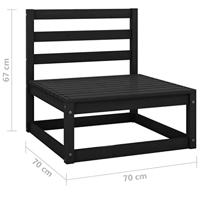 3-delige Loungeset massief grenenhout zwart - thumbnail