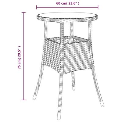 3-delige Tuinset met kussens poly rattan en glas beige - thumbnail