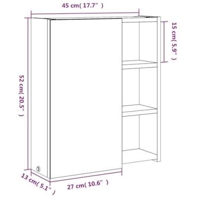 Badkamerkast met spiegel en LED 45x13x52 cm grijs