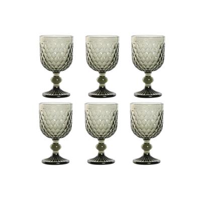 Set van bekers Home ESPRIT Grijs Kristal 240 ml (6 Stuks)