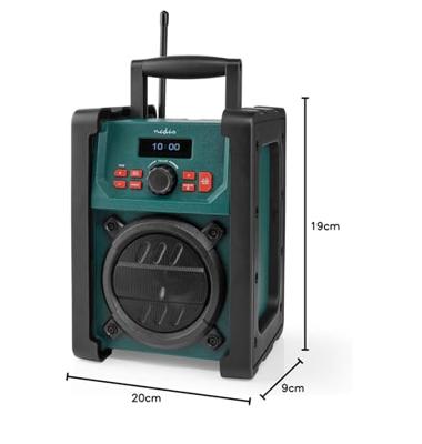Nedis RDDB3100GN Bouwradio DAB+ FM 15W Bluetooth Wekker IP65 Groen/Zwart